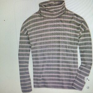 J.Crew oversize turtleneck in stripe, colors Heather, gray and white, size XL